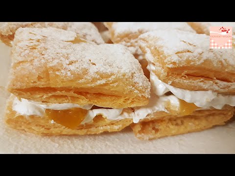 ❤️3 ingredients Peach Puff Pastry Dessert made in 5 mins | Quick & Easy Dessert | Dessert Spoon❤️