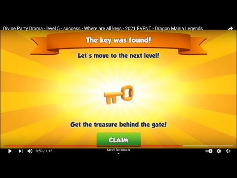 Divine Party Drama - level 6 - success - Where are all keys - 2021 EVENT - Dragon Mania Legends