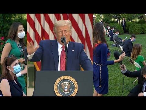 7/14/2020 Trump Press Briefing, accusing Biden of aligning with Bernie Sanders & AOC
