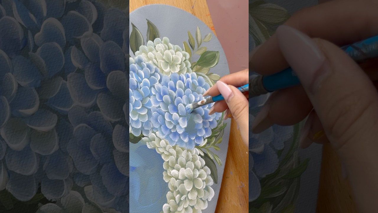 Painting Hydrangeas | CAMILLA CREATIONS #camillacreations #flowerart #paintingflowers #acrylic #art