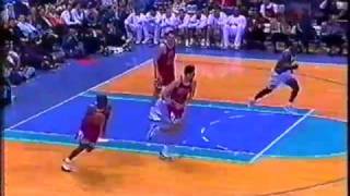 MJ dunks on Bobby Sura! Bulls @ Cavs 1997