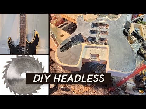 DIY guitar mod HEADLESS conversion, I SAWED the head off an ebay pawnshop special, CREATE at Home!!
