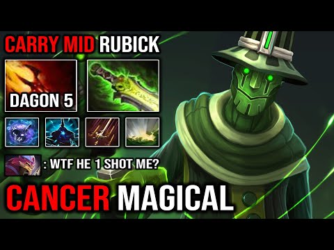 CANCER MAGIC RUBICK 1 Shot Any Hero Solo Mid Carry with LEVEL 5 Dagon + Ethereal Blade DotA 2