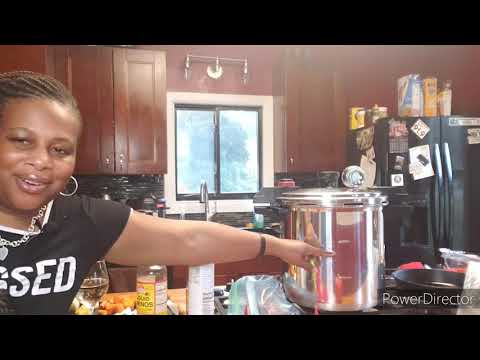 Processing chicken and beef bone broth in pressure...