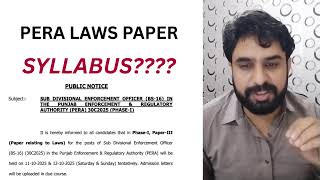 SDEO PERA Laws Syllabus Clarity for 11 & 12 October Exam