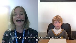Primary school pupil interviews an occupational therapist