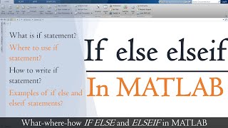 How to write if else condition statement in matlab| If elseif condition in matlab | MATLAB TUTORIALS