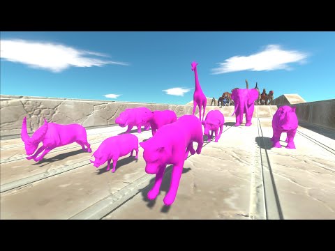 Race to eat Pink Modern Mammals - Animal Revolt Battle Simulator