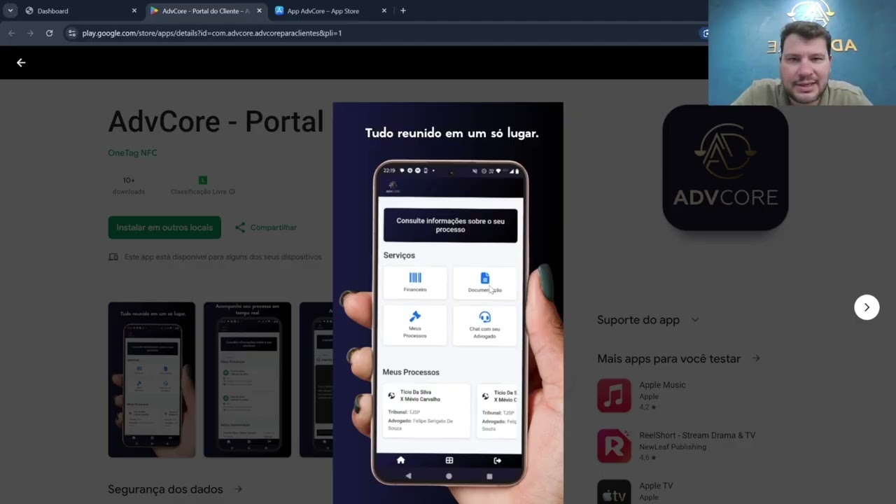 Aplicativo Portal do Cliente no AdvCore Academy | Sistema Jurídico AdvCore