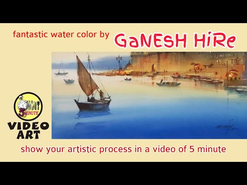 Water Color || Ganesh Hire. || 5 minute art working process video || artist || learn painting ||