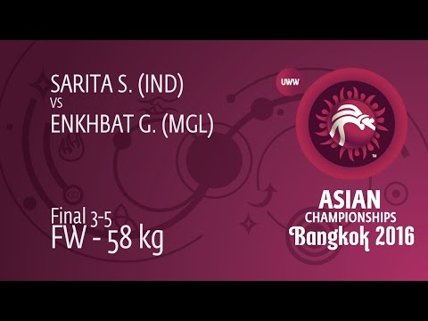 BRONZE FW - 58 kg: G. ENKHBAT (MGL) df. S. SARITA (IND) by TF, 10-0