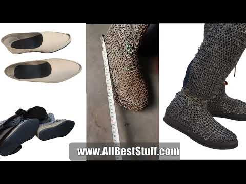 Watch YouTube Video for Flat Ring Integrated Leather Shoe Chainmail Chausses