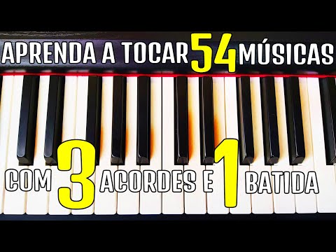 Learn to play 54 songs with 3 chords and one beat on the keyboard or piano.