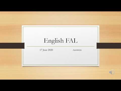 ENGLISH GRAAD 8: 17 Junie 2020 - periode 2 (17082)