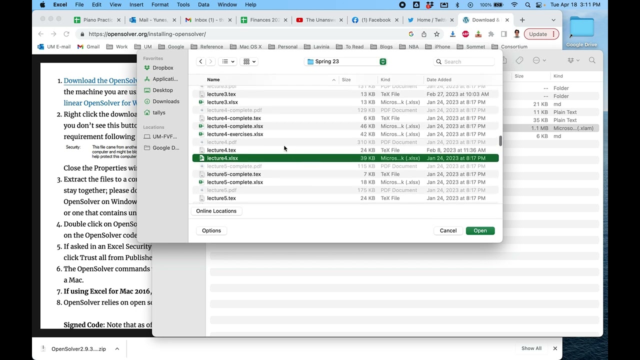 Installing and Using OpenSolver for Excel (Mac and Windows)