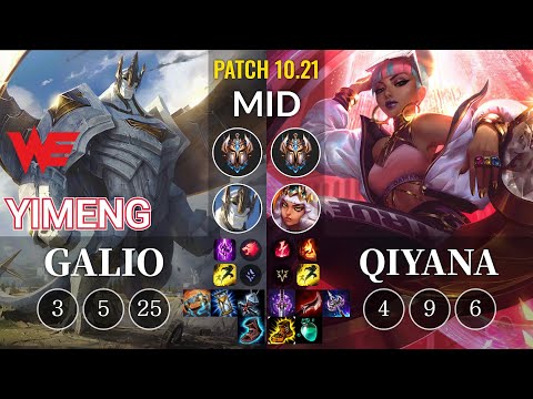 WE yimeng Galio vs Qiyana Mid - KR Patch 10.21
