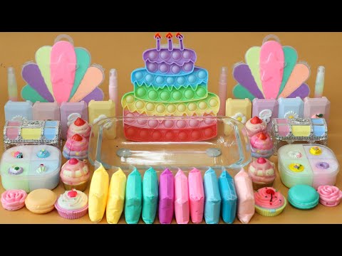 Mixing”Pastel” Eyeshadow and Makeup,parts,glitter Into Slime!Satisfying Slime Video!★ASMR★