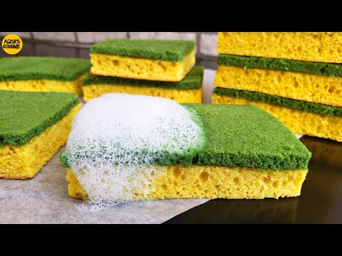EDIBLE DISH SPONGE CAKE | ILLUSION CAKE || by Aqsa's Cuisine