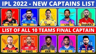 IPL 2022 - All 10 Team Confirmed Captains List | IPL 2022 New Captains List | IPL 2022 Captains List