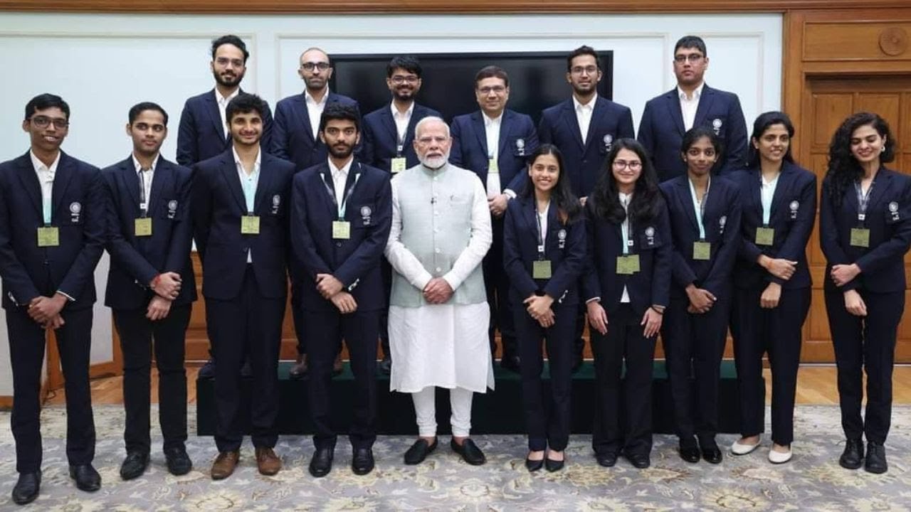 India's Prime Minister Narendra Modi Interacts With The Olympiad Champions