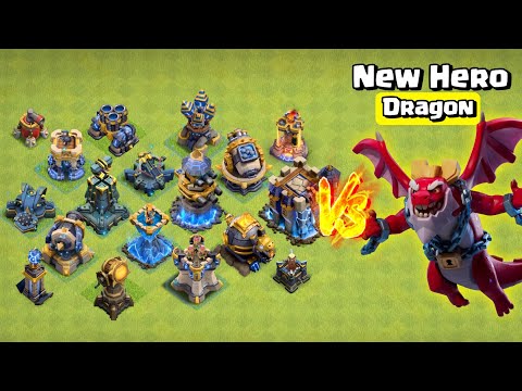 New Dragon Duke VS All Max Defense! Clash of Clans
