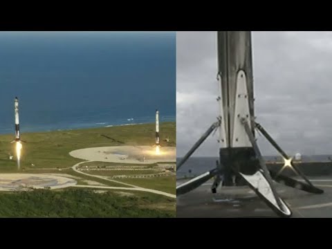 Falcon Heavy boosters landing