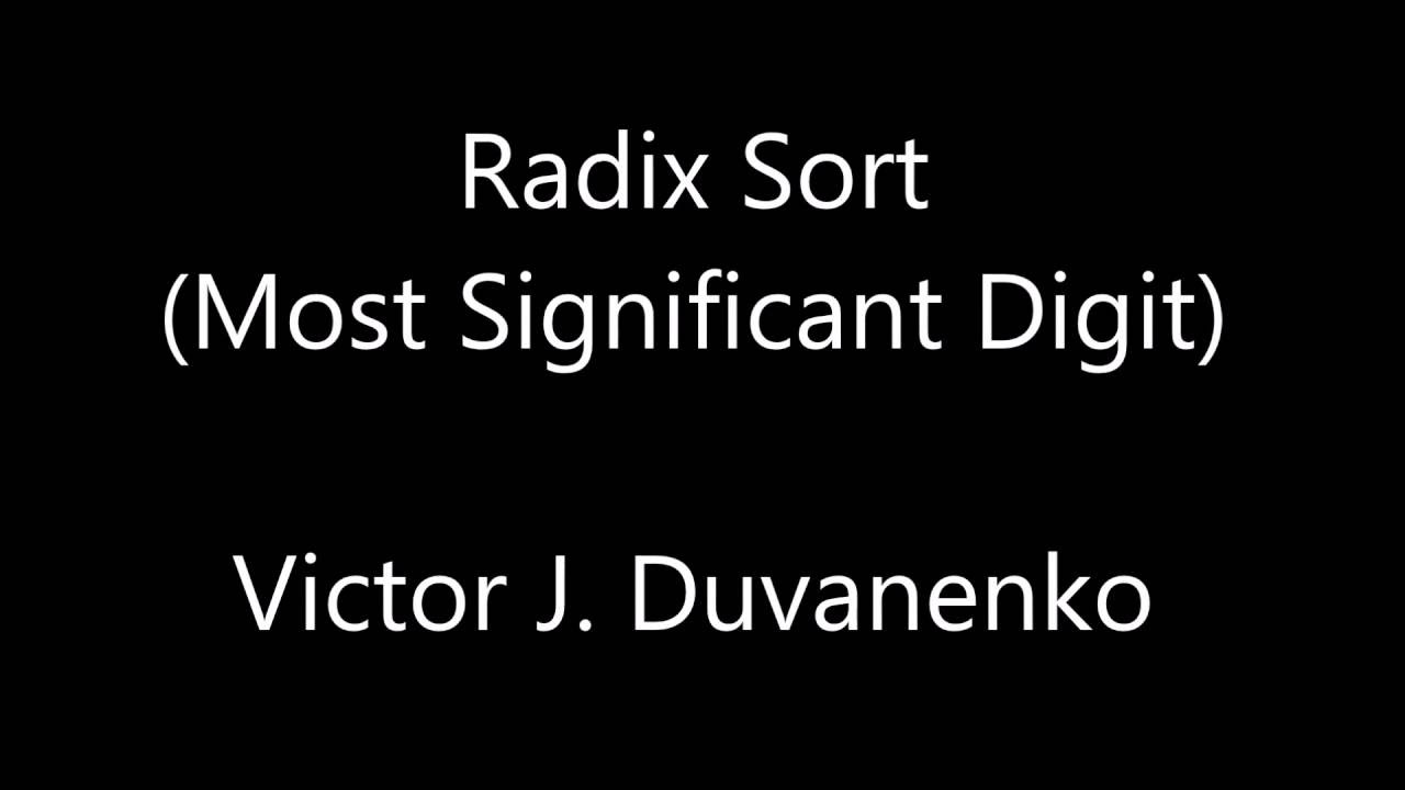 Radix Sort (MSD) Algorithm Core Concepts