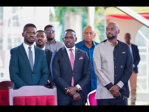 NUP with President Robert Kyagulanyi attend the burial ceremony of the late Prof George Kanyeihamba