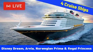 SHIPS TV - Disney Dream (Last Depature in 2023), Arvia, Norwegian Prima & Regal Princess Departing