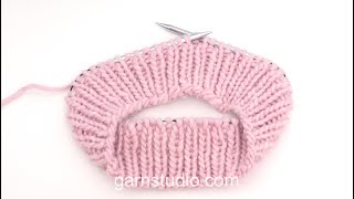 Video thumbnail for How to work knit 1, purl 1 (in the round) – Nordic knitting method