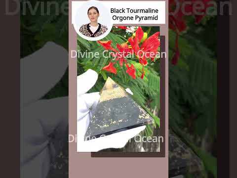 Crystal black tourmaline orgone pyramid, for healing