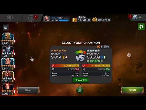 MCOC 6* Namor swallows Iron Man Infinity War Variant 1.1.3 bleed/poison immune + Power of Will nodes