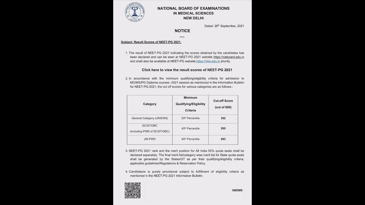 Neet pg 2021 results out /pdf link in description