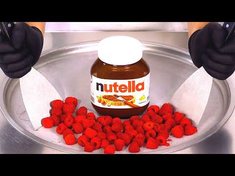 Nutella & Raspberry — Ice Cream Rolls | ASMR