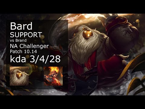 Bard Support vs Brand - NA Challenger 3/4/28 Patch 10.14 Gameplay