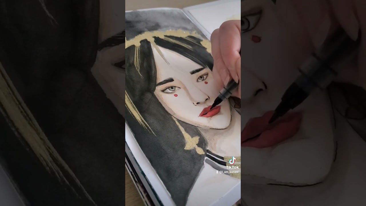 short process video | 100 heads challenge #100headschallenge #art #drawing #watercolor
