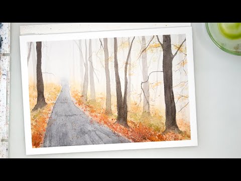 Watercolor FALL in the WOOD - autumn painting tutorial for beginners