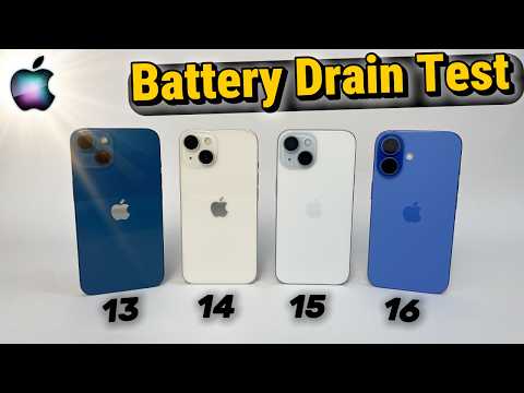 iPhone 16 vs 15 vs 14  vs 13 Battery Life Drain Best Test | IOS 18 & IOS 26