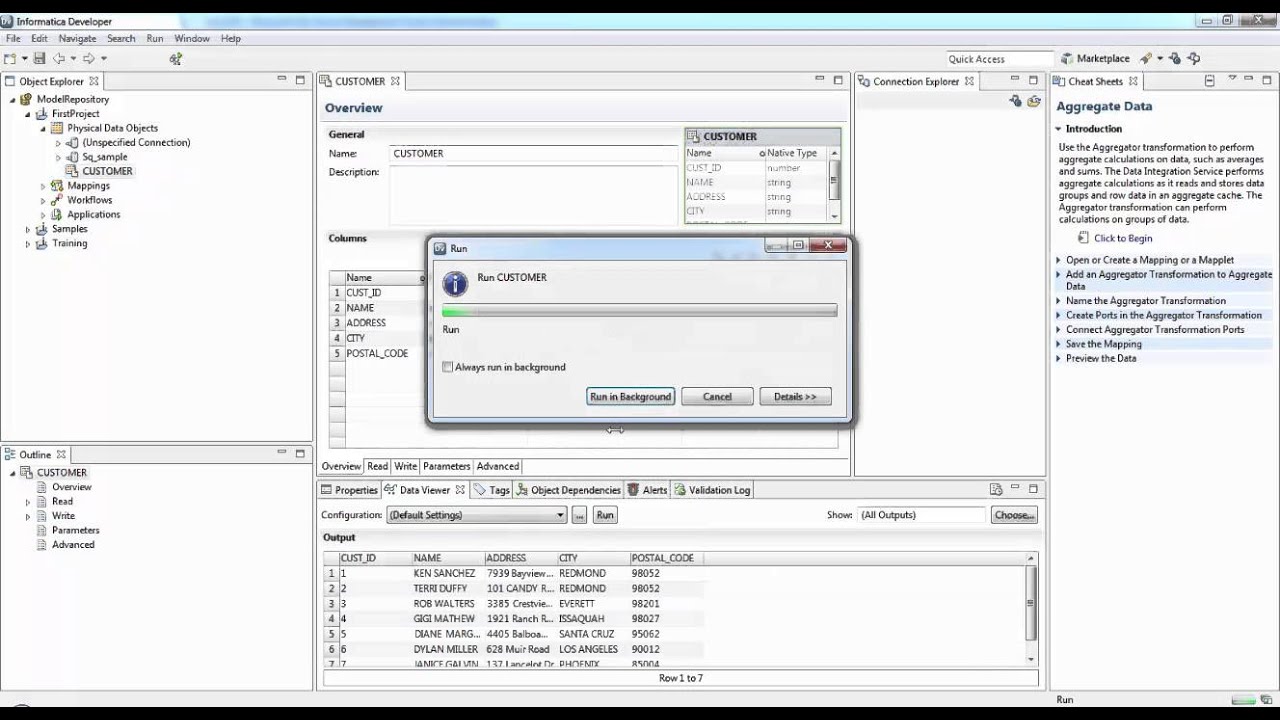 Import Flatfile and Relational Data Objects - Informatica Powercenter Express