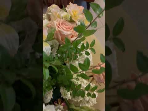 Fresh flowers bucket and evening in New York City. In City atmosphere is pleasant right now.