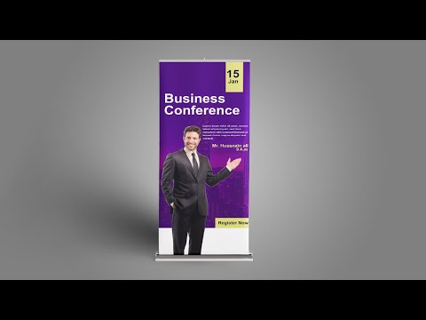 How to Design Corporate Roll Up Banner Photoshop Tutorial Professional Roll Up Vertex Graphic