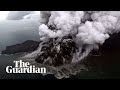Anak Krakatau volcano erupts before and after tsunami