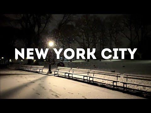 HEAVY SNOW Night Walk in Central Park NYC | New York City Winter Storm | Snowfall Feb 2023 4K 60fps