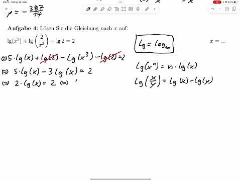Aufgabe 4 – Anwendung der Logarithmusregeln