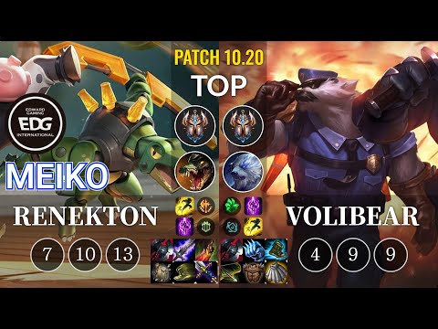 EDG Meiko Renekton vs Volibear Top - KR Patch 10.20
