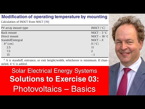 Exercise 03 of Lecture Solar Electric Energy Systems - Photovoltaics - Basics