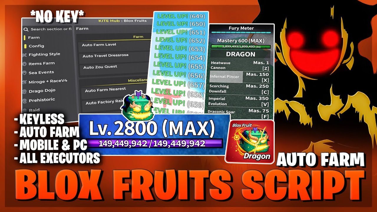Blox Fruits Script — NO KEY, Fruit Sniper, Max Level, Auto Farm, PVP, Auto Bounty (BEST)