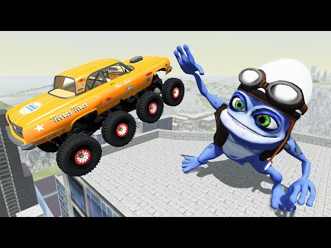 Cars With Incredible Suspension Wheels Jumping Over Crazy Frog - BeamNG Drive Destruction | Mad Cars