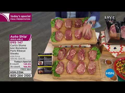 Curtis Stone (8) 6oz Boneless Pork Ribeye Steaks with...
