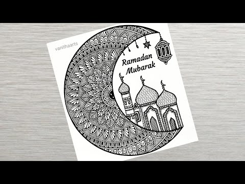 Ramadan Mubarak Mandala Art How to Draw Mandala Art for Beginners halfmoon vanithaarts ramazan
